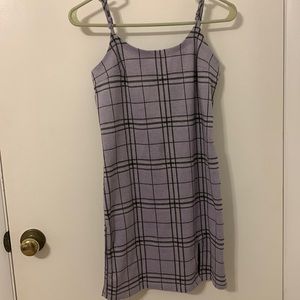 A purple plaid dress